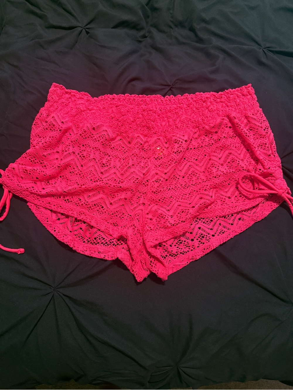 No Boundaries Crochet Lace Beach Shorts - Hot Pink - Picture 3 of 3